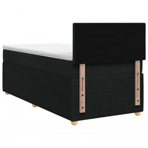 Boxmadras med topmadras og justerbar hovedgavl 80 x 200 cm sort stof