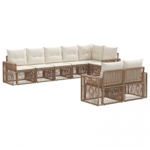 Havesofa sæt 8 stk. i beige og cremehvid polyrattan
