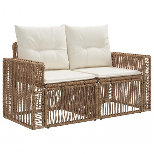 Havesofa sæt 8 stk. i beige og cremehvid polyrattan