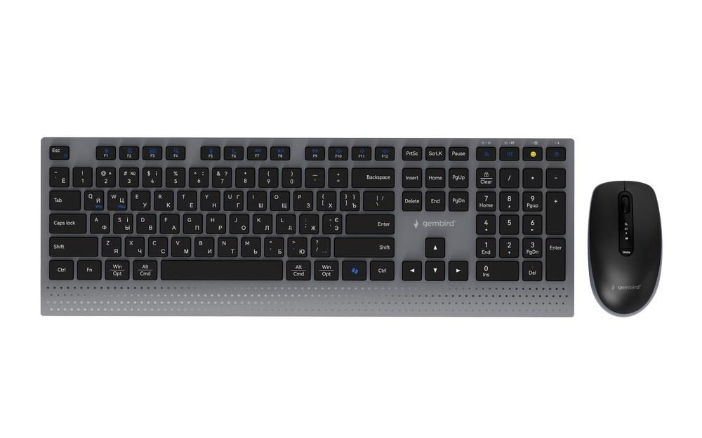 Gembird - keyboard and mouse set - dual-mode slim full size - Cyrillic - black Input Device - Tastatur & Mus sæt - Cyrillic - Sort