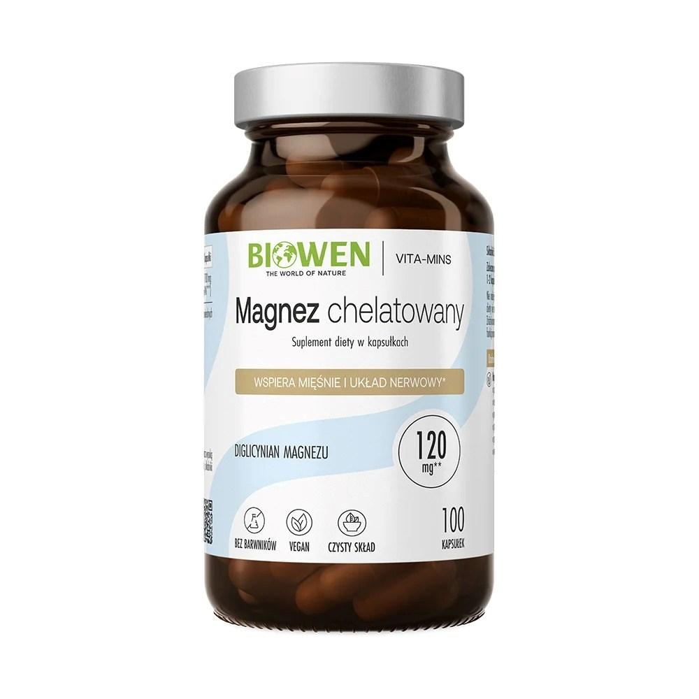 Biowen Chelateret Magnesium Bisglycinat kosttilskud 100 kapsler