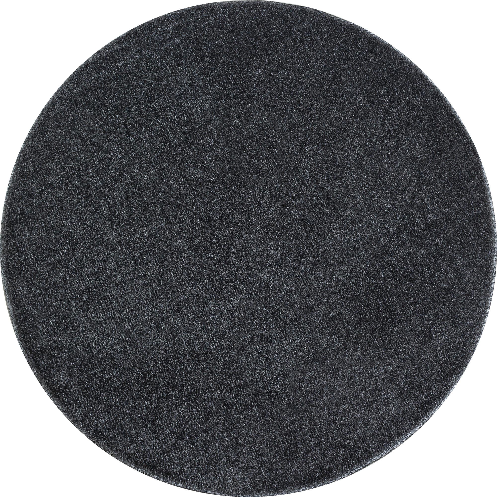 Ata Rund Kortluvet tæppe Ensfarvet - Grå - 120x120 (Rund)