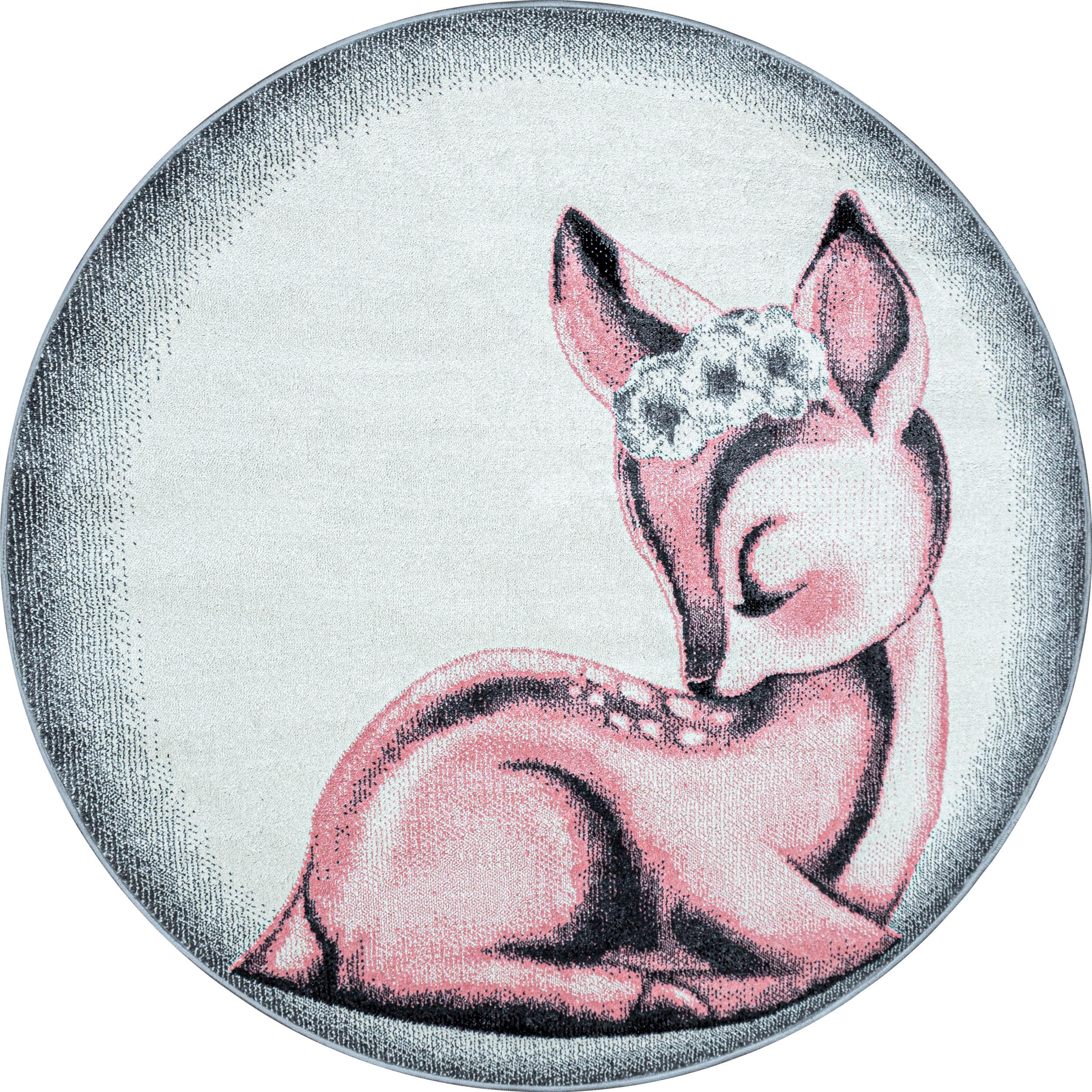 BAMBI rundt børnetæppe med rådyrmotiv - pink, 120 x 120 cm - 120 x 120 cm