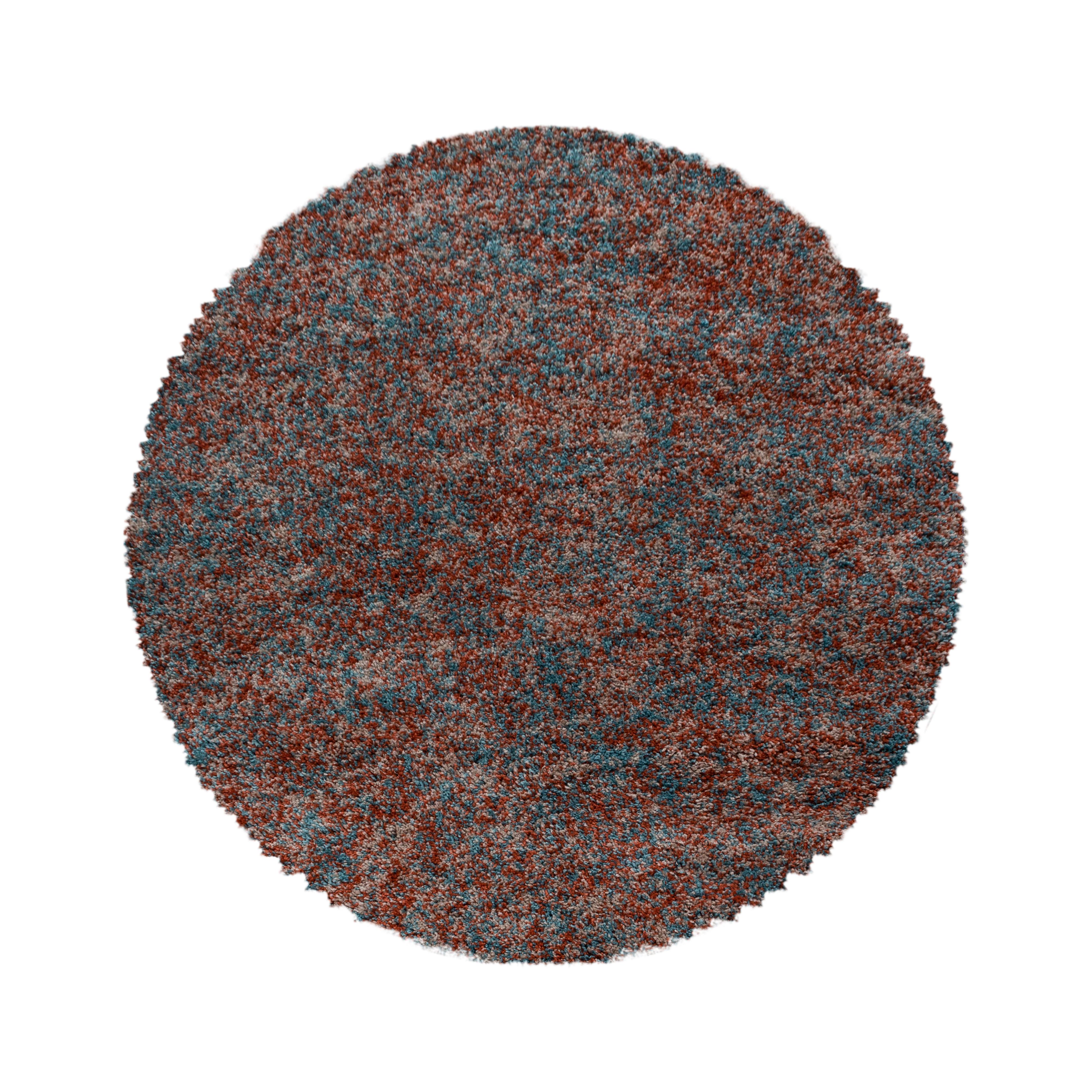 ENJOY Meliert Terra rundt shaggy tæppe - 80 x 80 cm