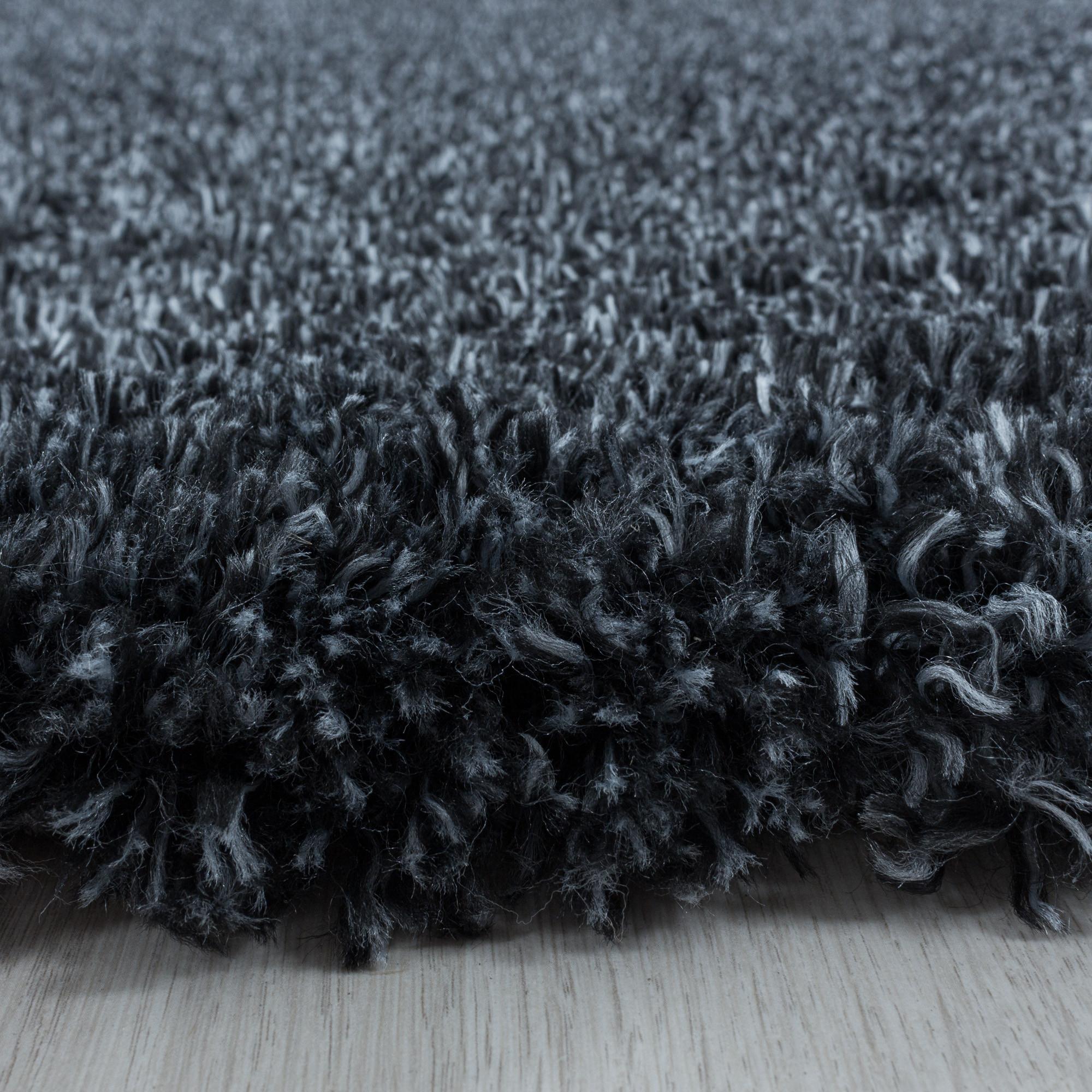 Fluffy Shaggy Tæppeløber Ensfarvet - Antracit - 80x250 (Løber)