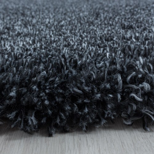 FLUFFY Unicolor antracit rundt shaggy tæppe
