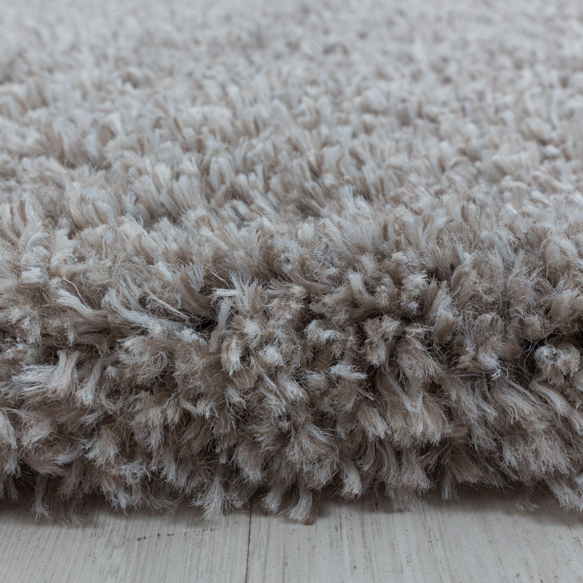 Fluffy Shaggy Tæppeløber Ensfarvet - Beige - 80x250 (Løber)