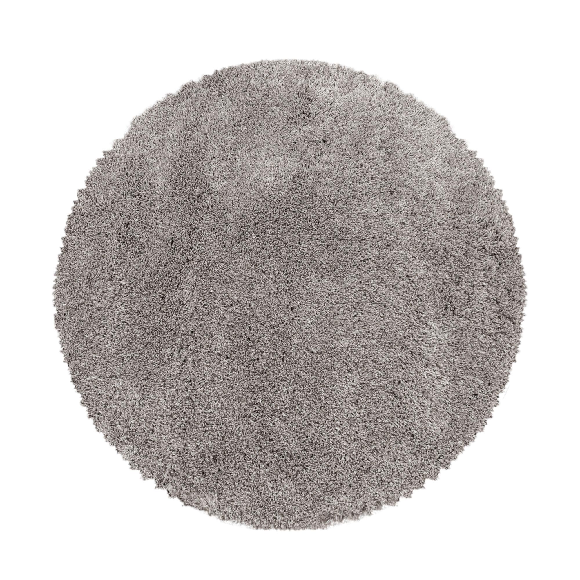 Fluffy Rund Shaggy tæppe Ensfarvet - Beige - 200x200 (Rund)
