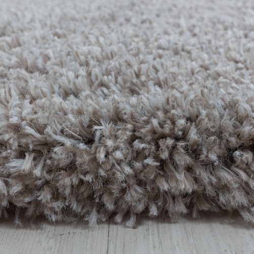FLUFFY rund shaggy tæppe beige