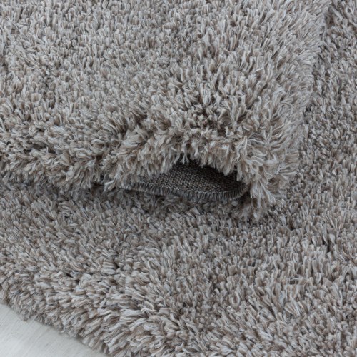 FLUFFY rund shaggy tæppe beige