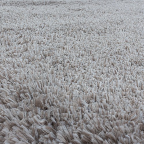 FLUFFY rund shaggy tæppe beige