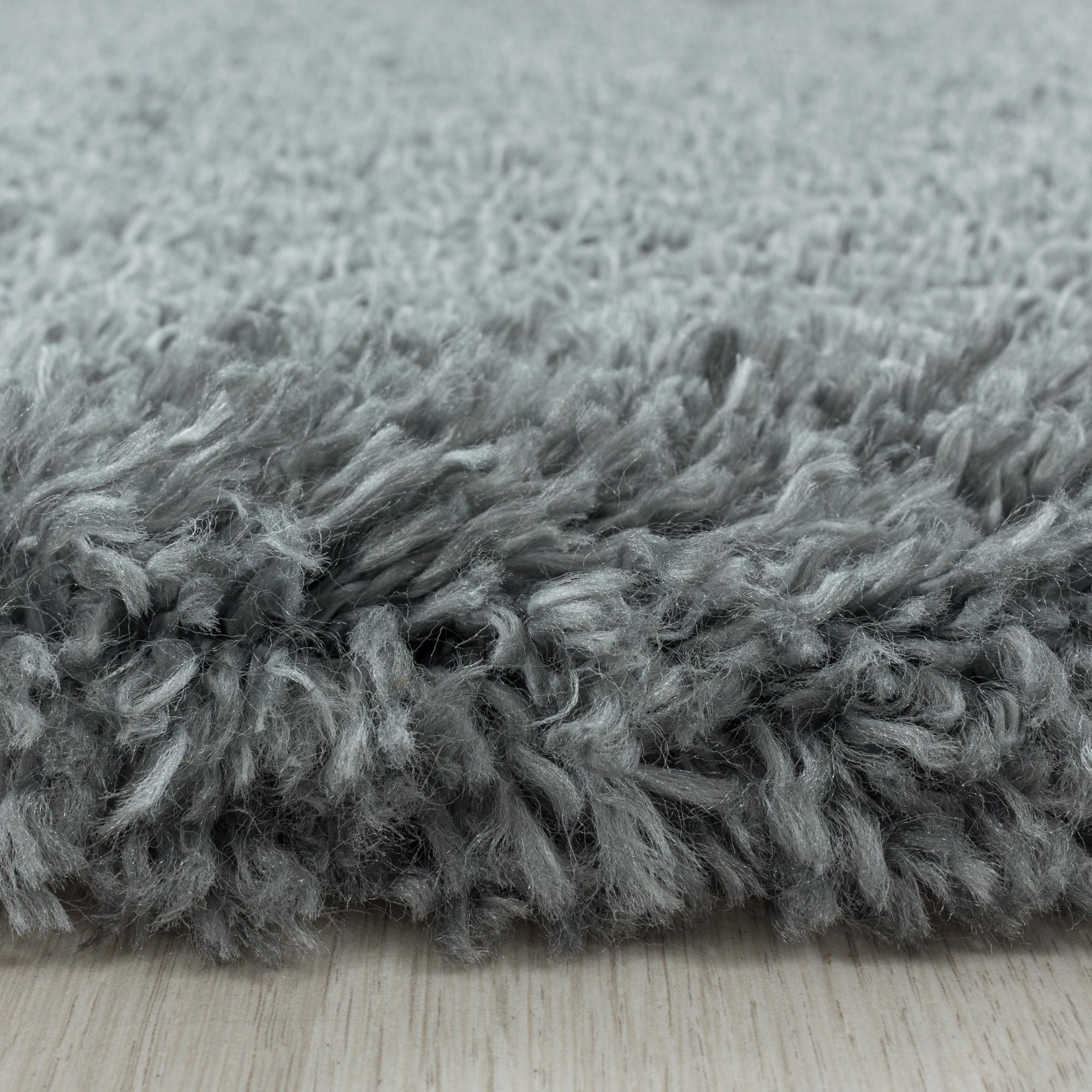 Fluffy Shaggy Tæppeløber Ensfarvet - Lysegrå - 80x250 (Løber)