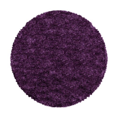 FLUFFY Unicolor violet rundt shaggy tæppe 200 x 200 cm