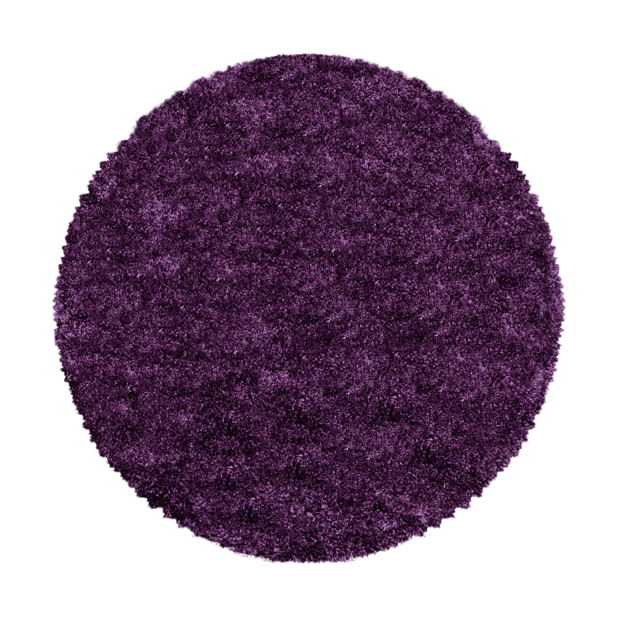 FLUFFY Unicolor violet rundt shaggy tæppe 200 x 200 cm - 200 x 200 cm