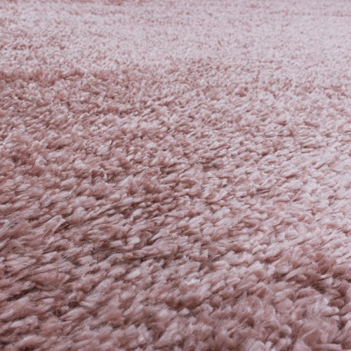 FLUFFY rundt shaggy tæppe rosa