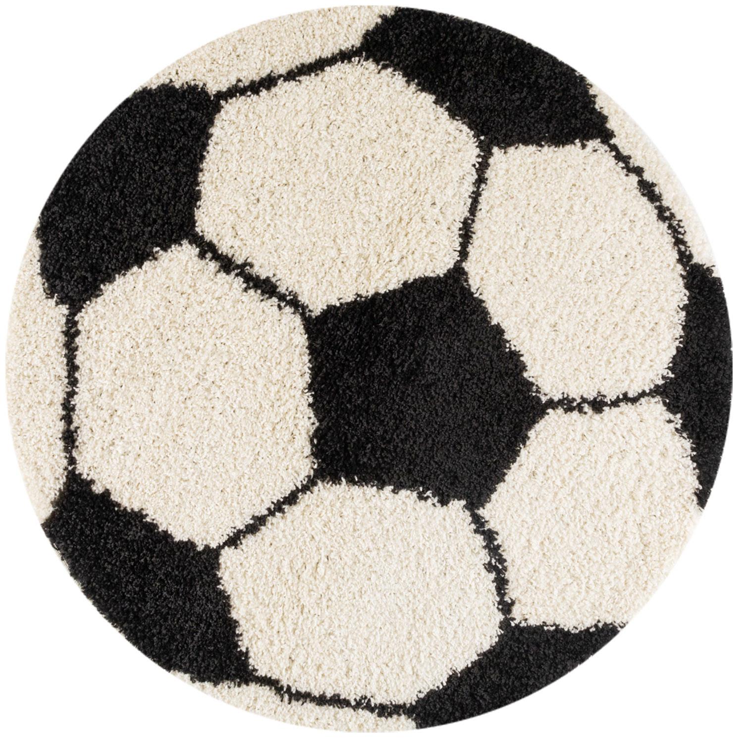 FUN Fußball sort rundt børnetæppe - 100 x 100 cm