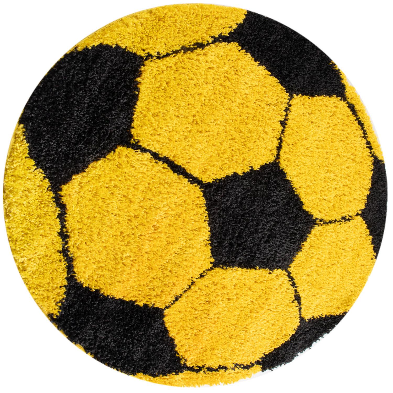 FUN fodbold børnetæppe rund gul - 100 x 100 cm