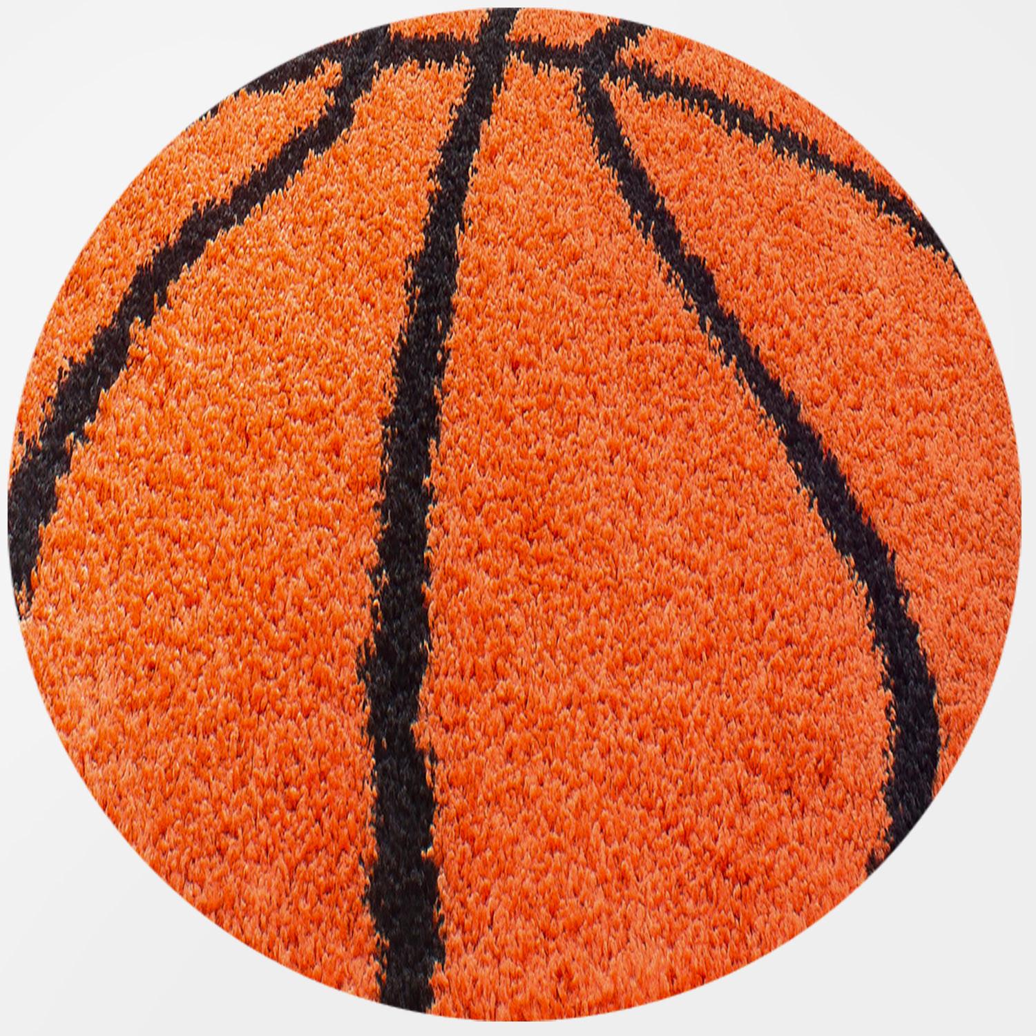 FUN Basketball rundt børnetæppe - orange - 100 x 100 cm