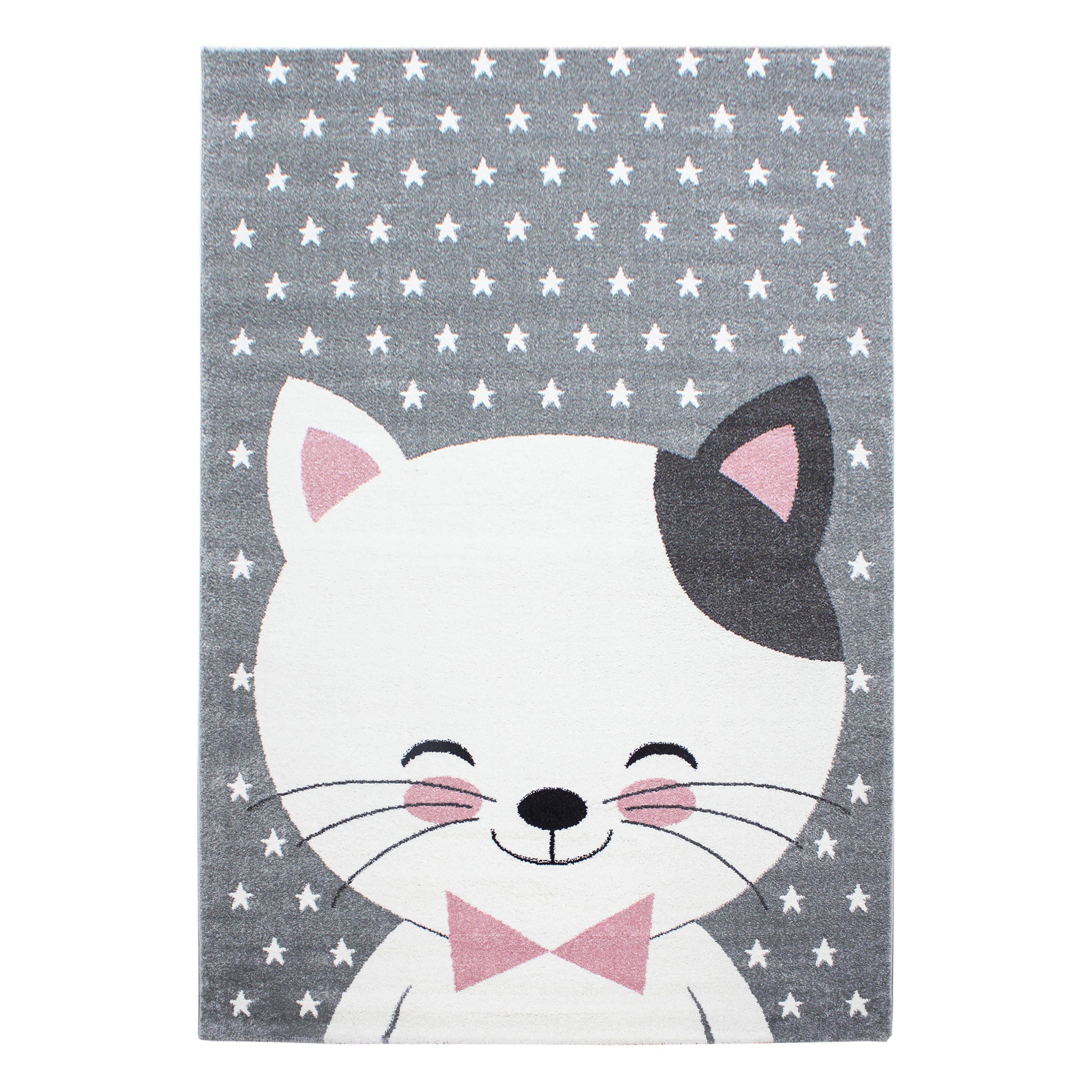 KIDS Niedliche Katze pink rektangulært børnetæppe - 160 x 230 cm