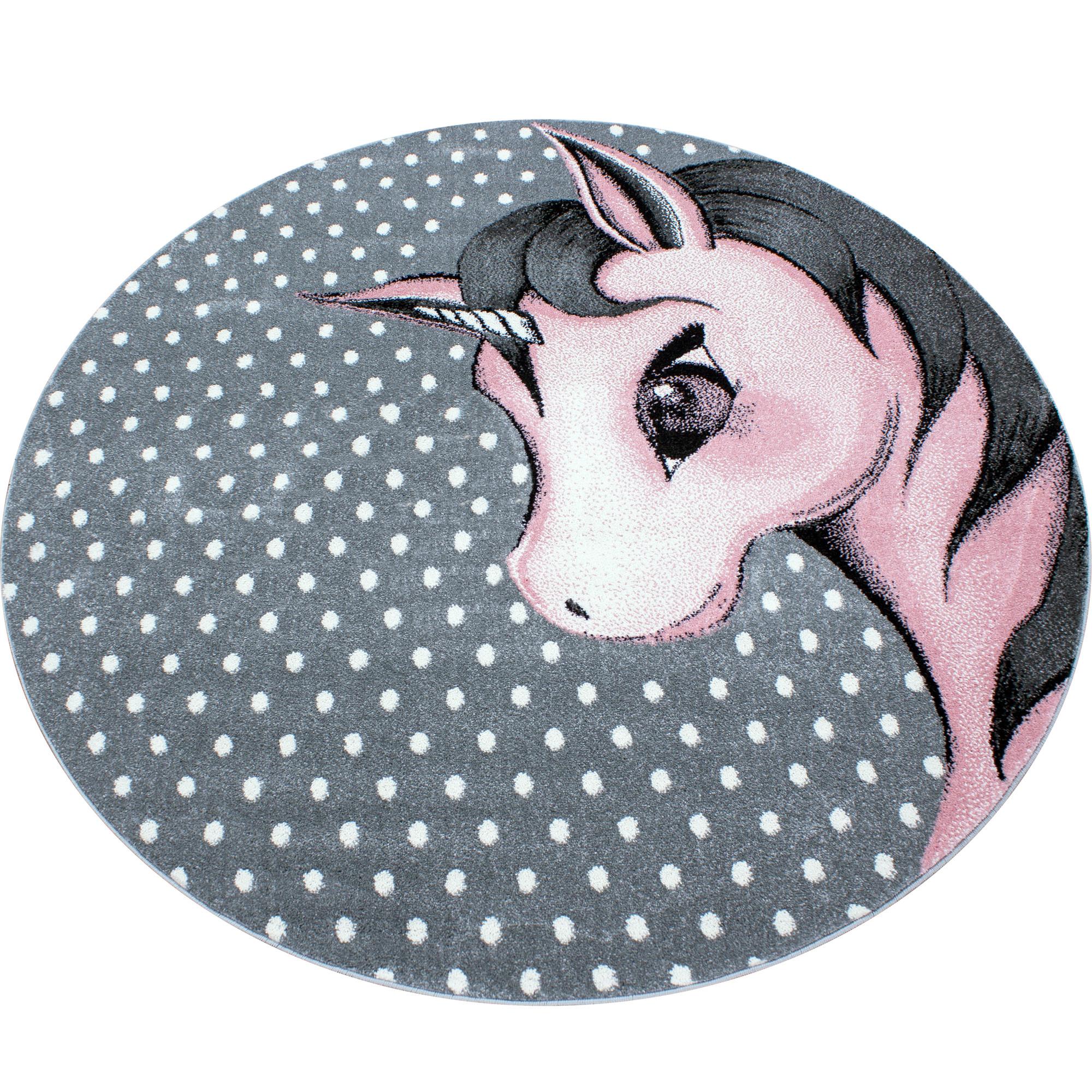 Rundt Børnetæppe Kids 590 tæppe - Pink - 120X120 cm (Rundt)