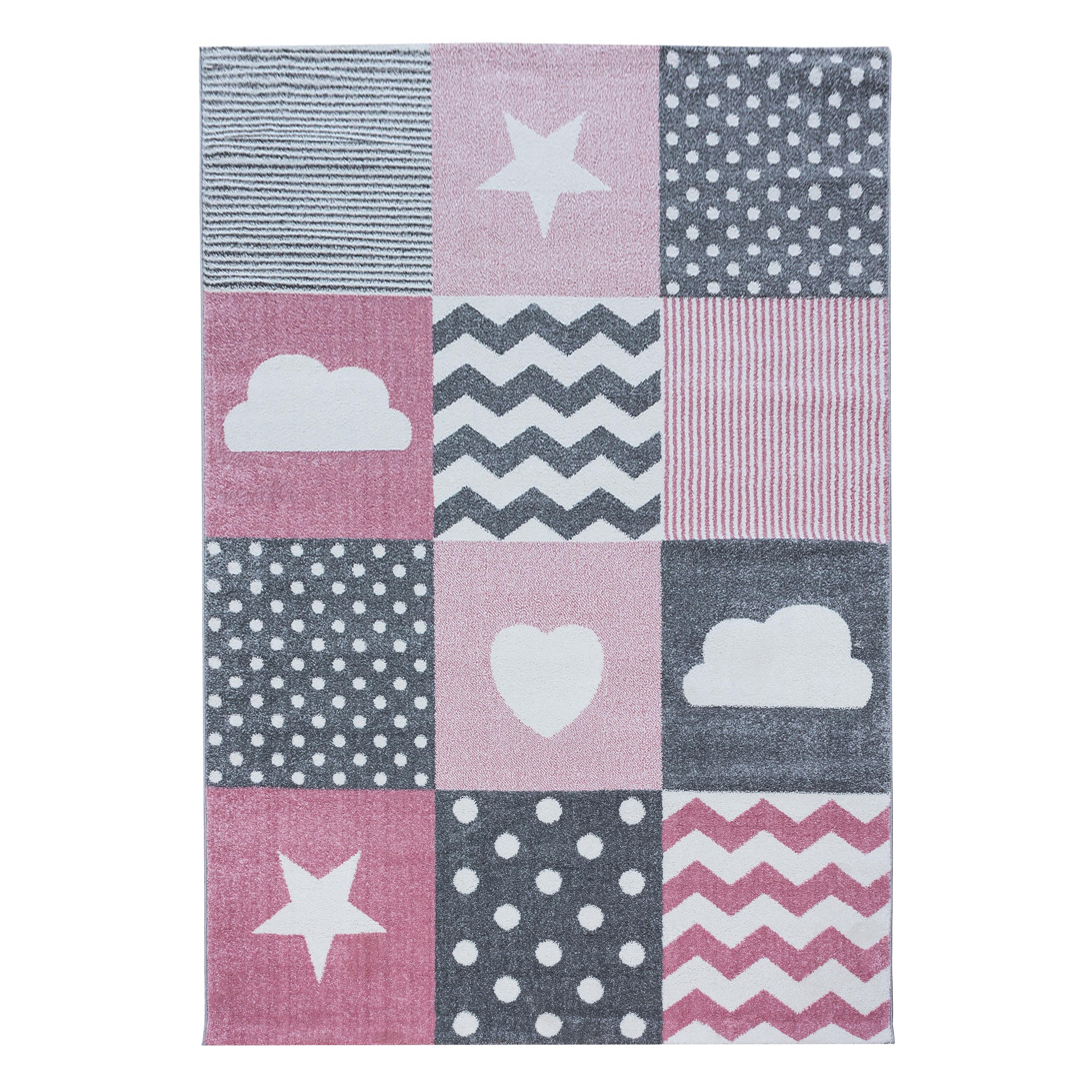 KIDS Herz-Stern pink børnetæppe rektangulært - 160 x 230 cm