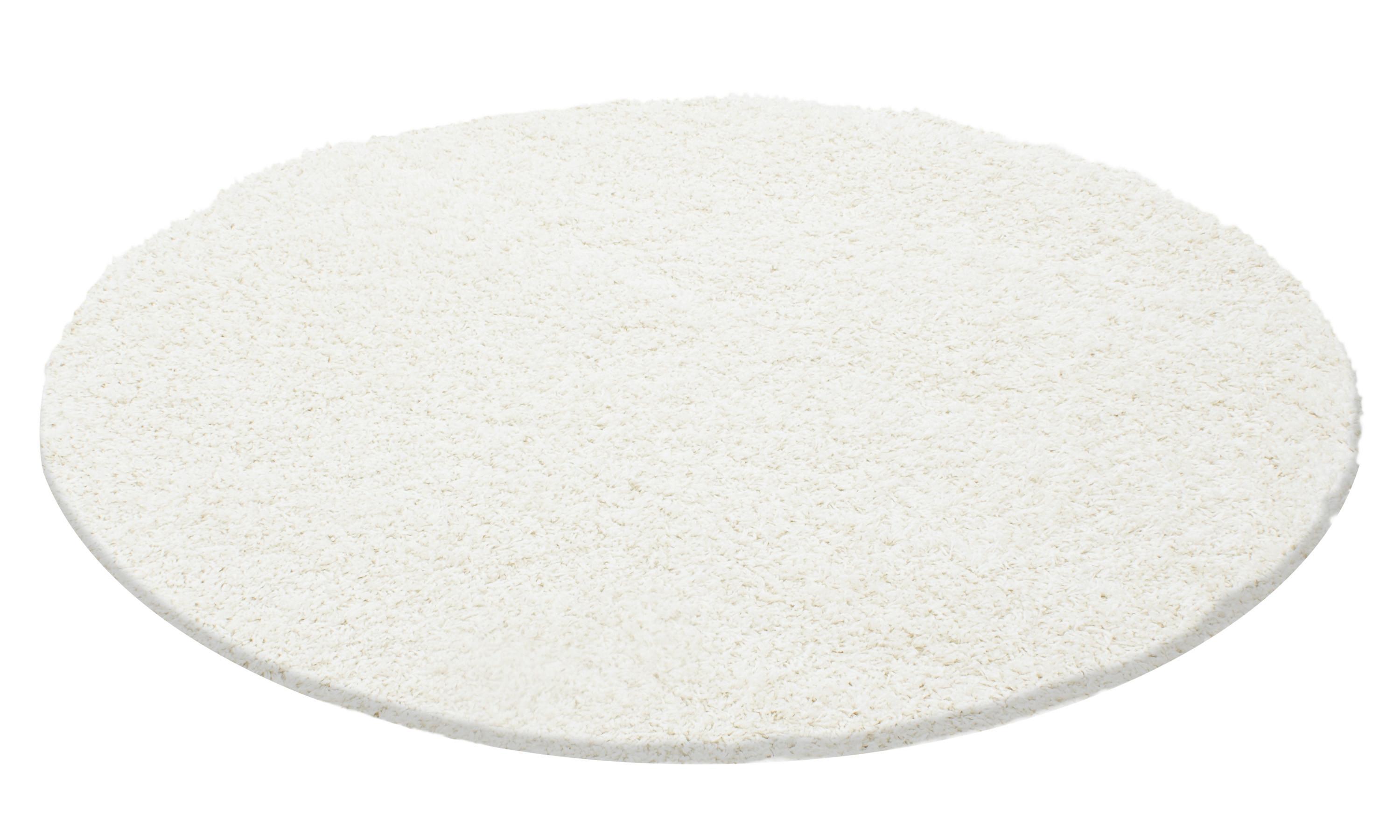 Life Rund Shaggy tæppe Ensfarvet - Creme - 200x200 (Rund)