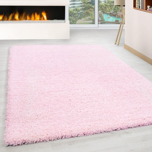 LIFE Unicolor pink shaggy tæppe rektangel
