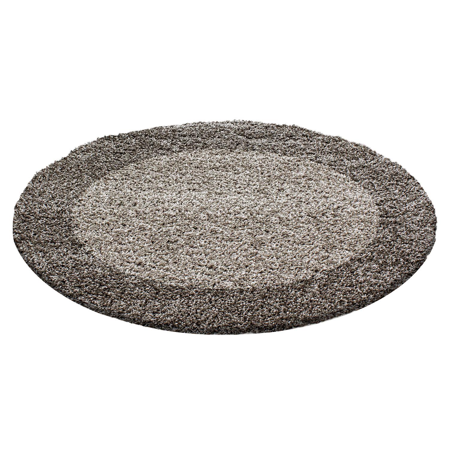 Life Rund Shaggy tæppe Ramme - Brun - 160x160 (Rund)