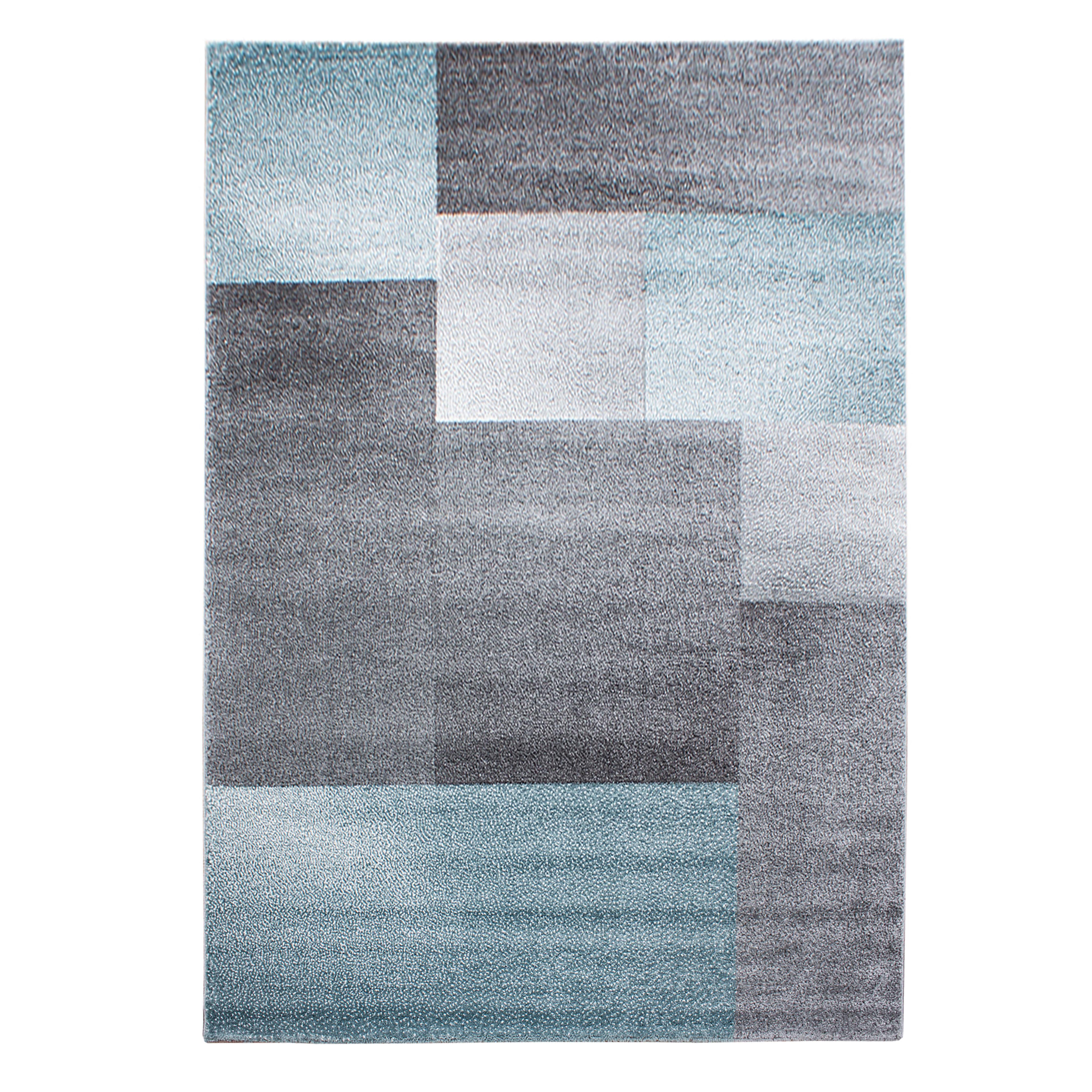 LUCCA Karo blå kortluvet gulvtæppe rektangel - 160 x 230 cm