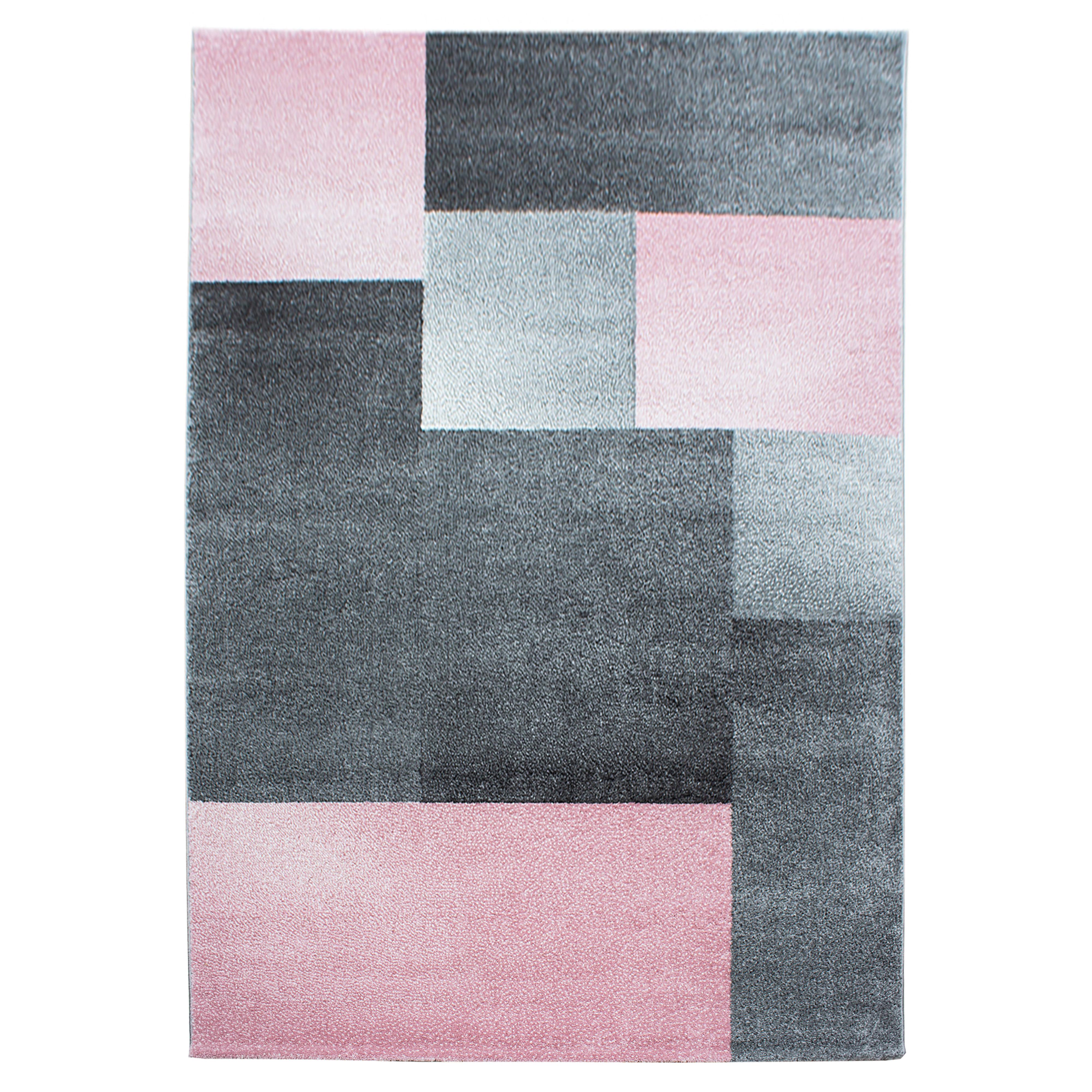 LUCCA Karo pink rektangulært kortluvet gulvtæppe - 160 x 230 cm