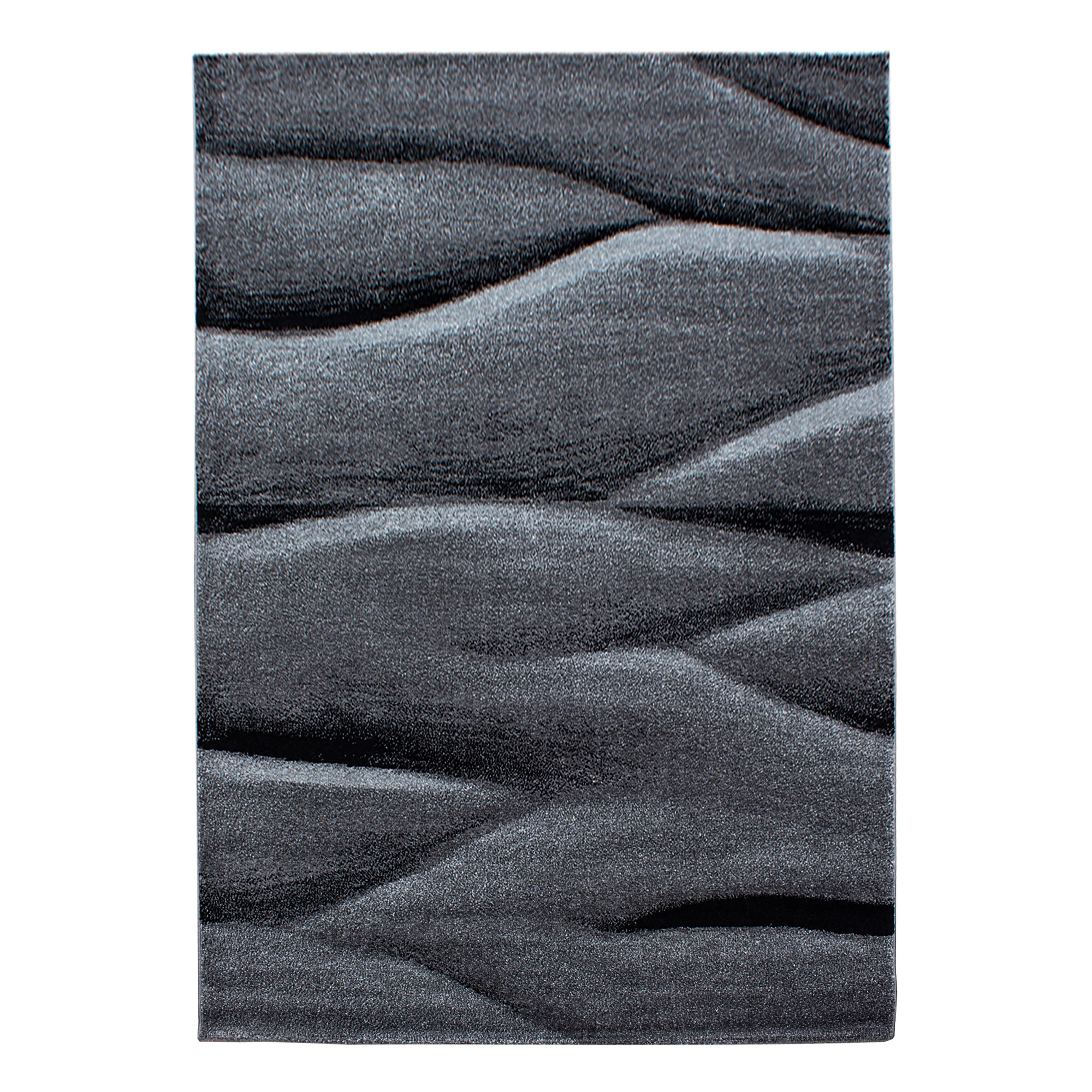 LUCCA Ombre sort rektangulært kortluvet tæppe - 160 x 230 cm