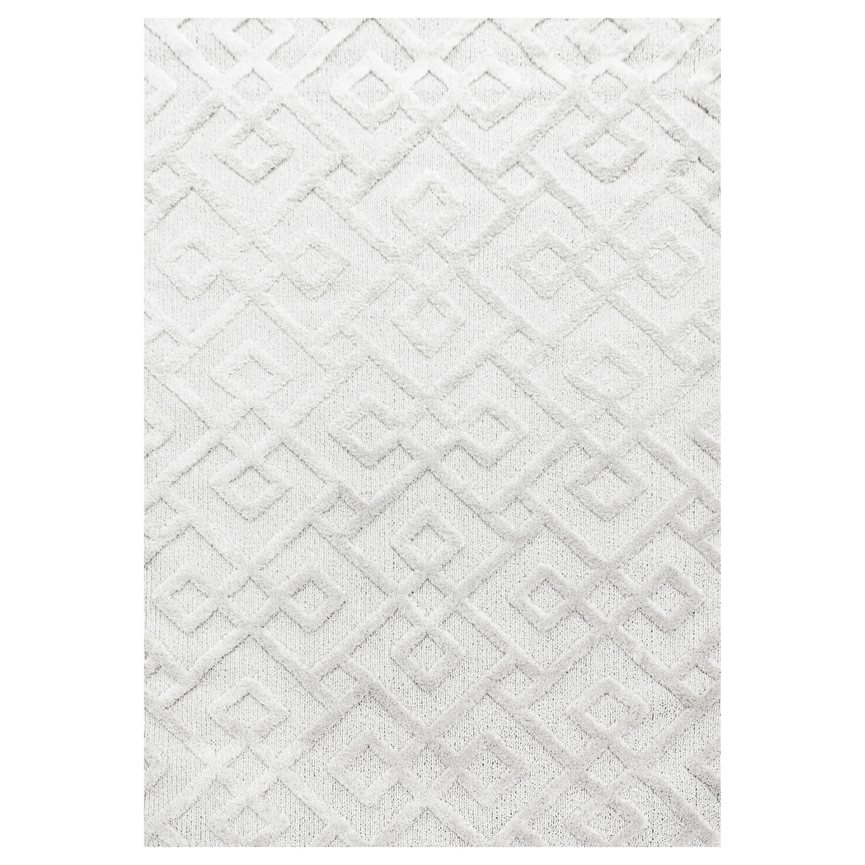 PISA geometrisk creme løber tæppe i høj luv - 60 x 110 cm