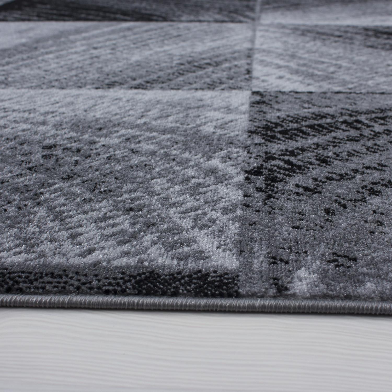 PLUS Karo sort løber - kortluvet gulvtæppe - 80 x 300 cm