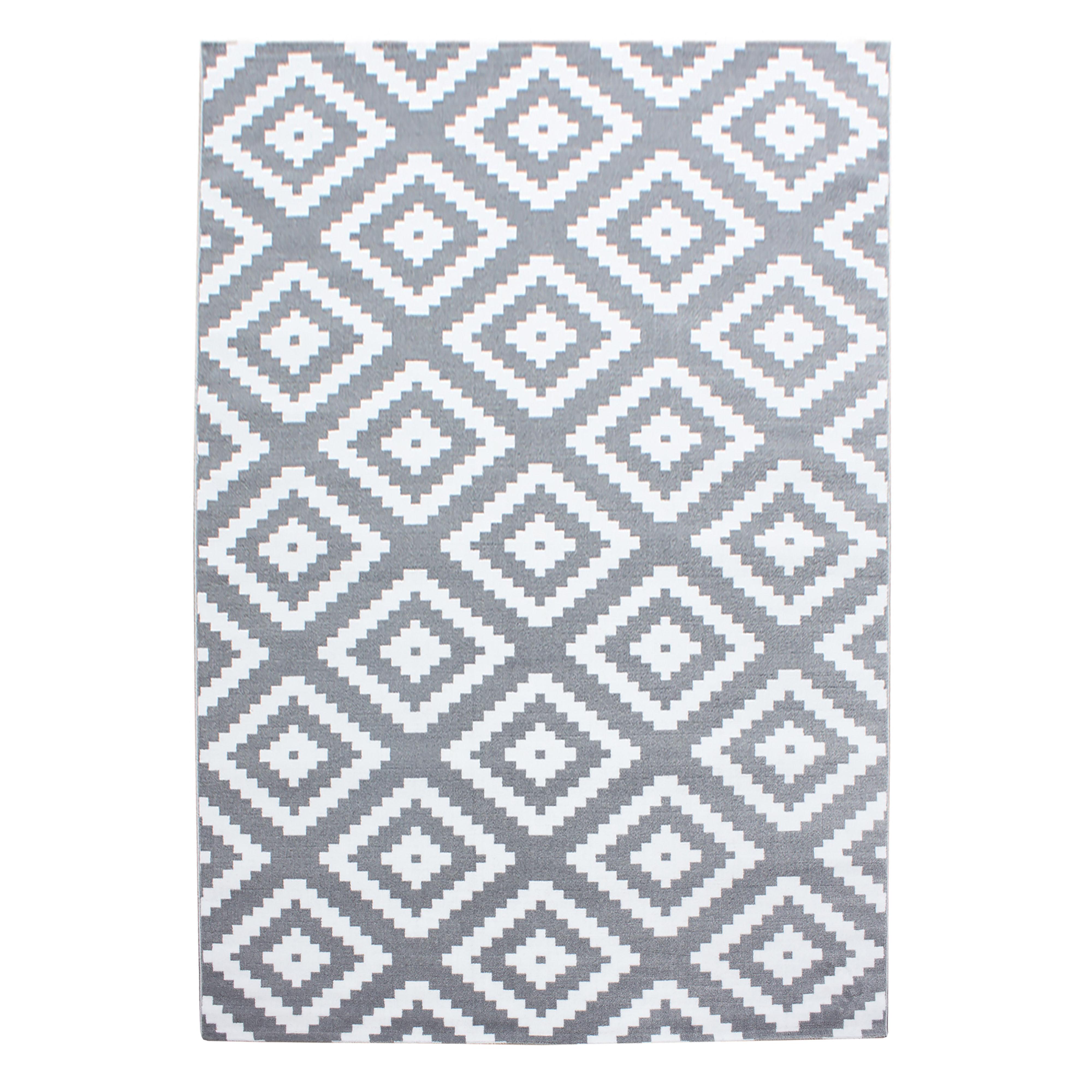 Kortluvet tæppe geometrisk grå rektangel - 240 x 340 cm