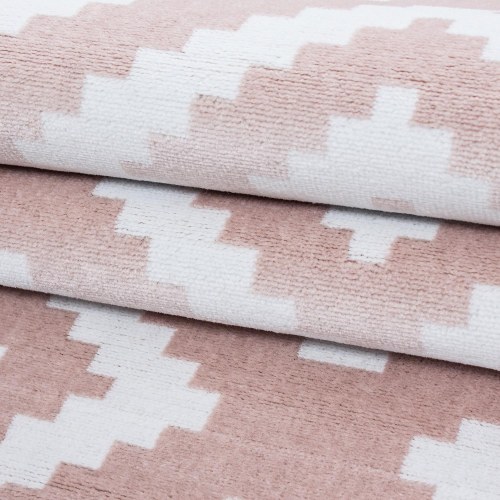 Kortluvet tæppe PLUS geometrisk - pink, rektangulært