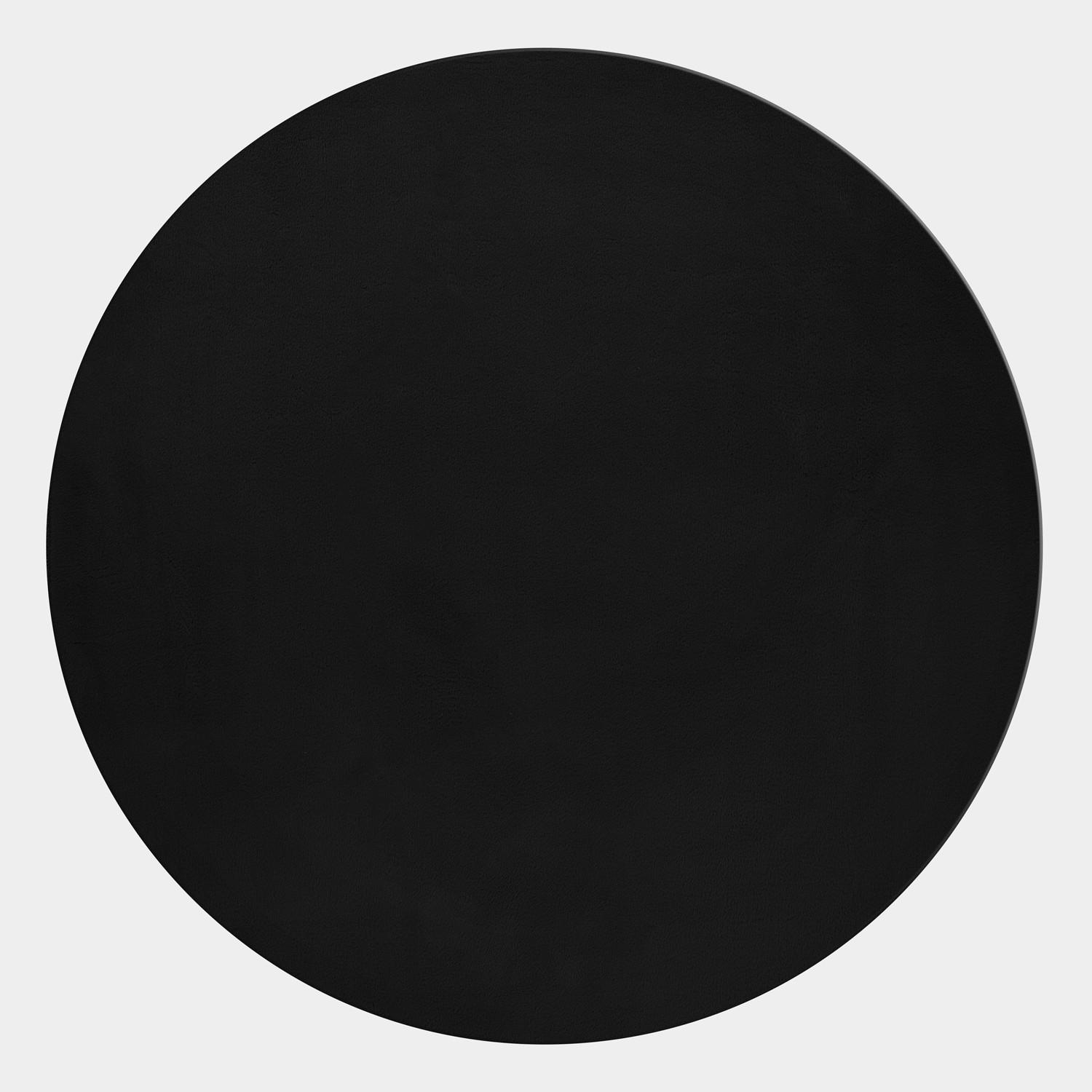 POUFFY ensfarvet sort rundt kortluvet tæppe - 200 x 200 cm