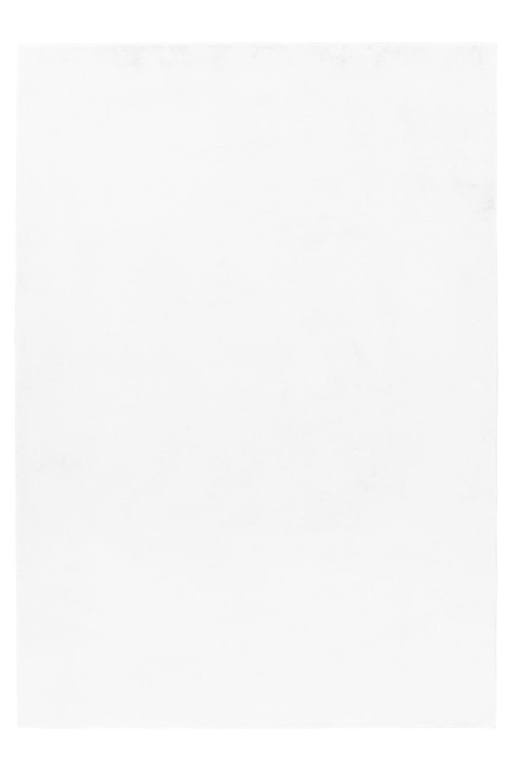 POUFFY Unicolor hvid rektangulært kortluvet tæppe - 160 x 230 cm