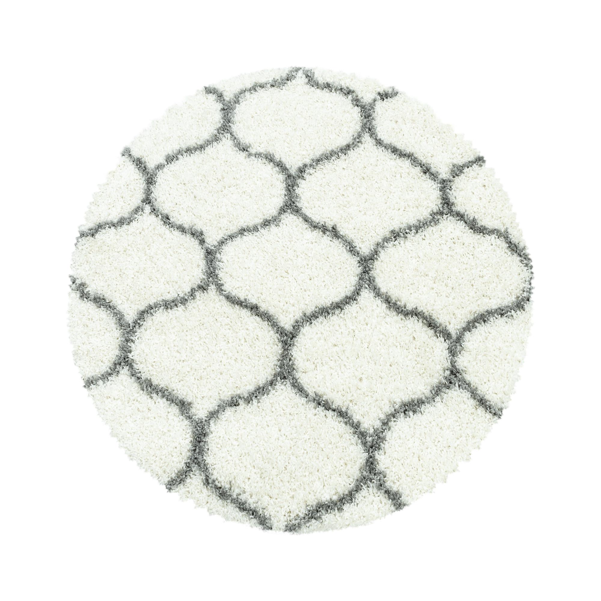 Salsa Rund Shaggy tæppe Skandinavisk - Creme - 160x160 (Rund)