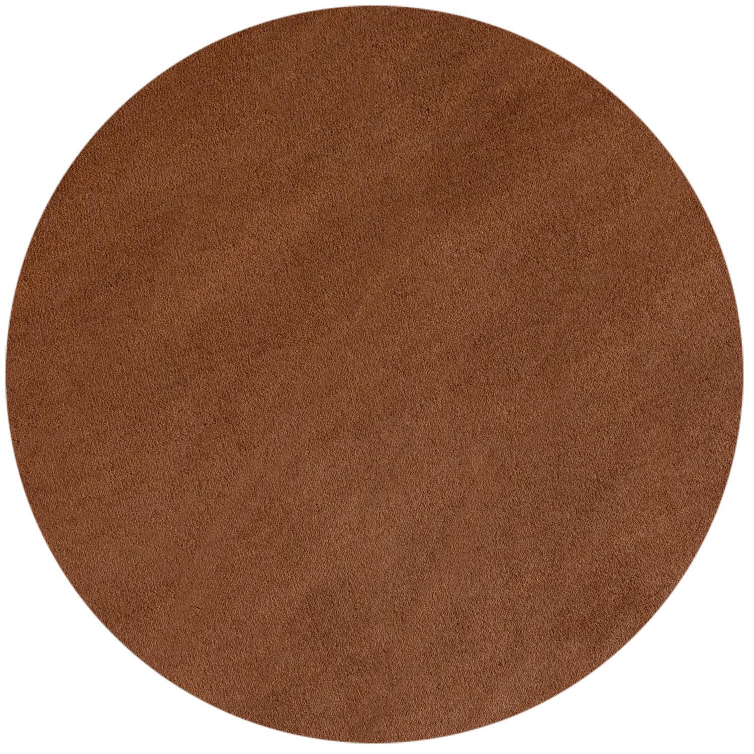 Sky Rund Kortluvet tæppe Ensfarvet - Brun - 200x200 (Rund)