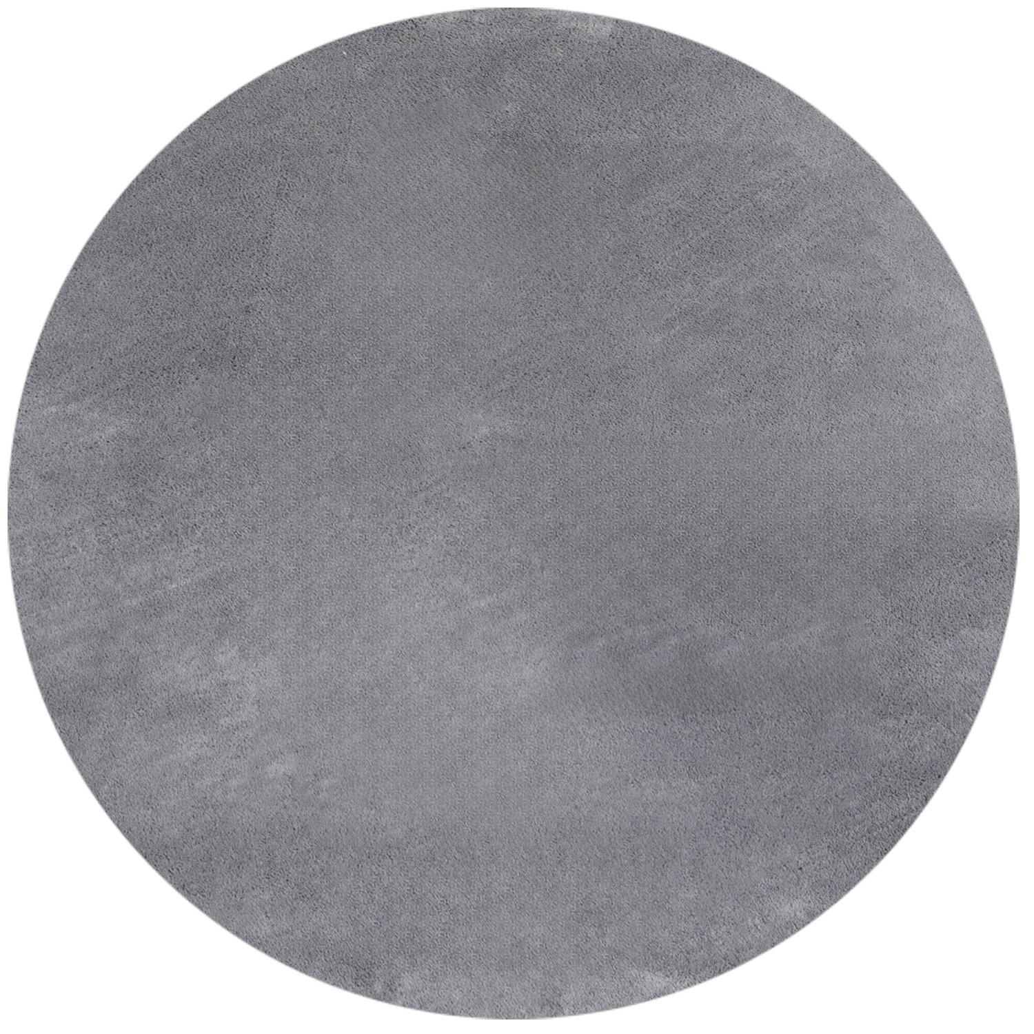 SKY unicolor rundt kortluvet tæppe - grå - 120 x 120 cm
