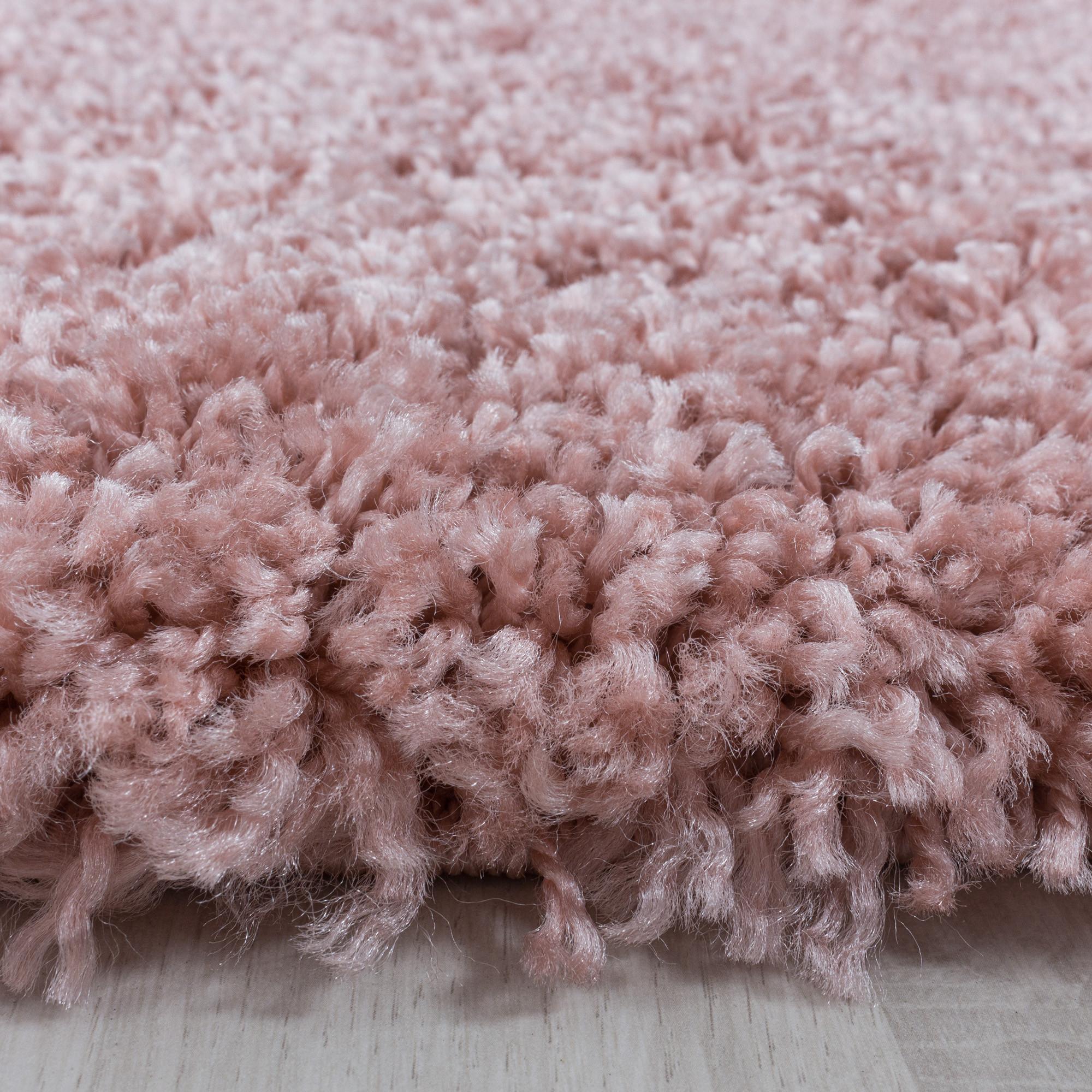 Sydney Shaggy Tæppeløber Ensfarvet - Rosa - 80x250 (Løber)