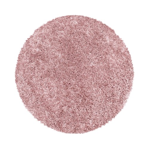 SYDNEY unicolor rundt shaggy tæppe - rosa