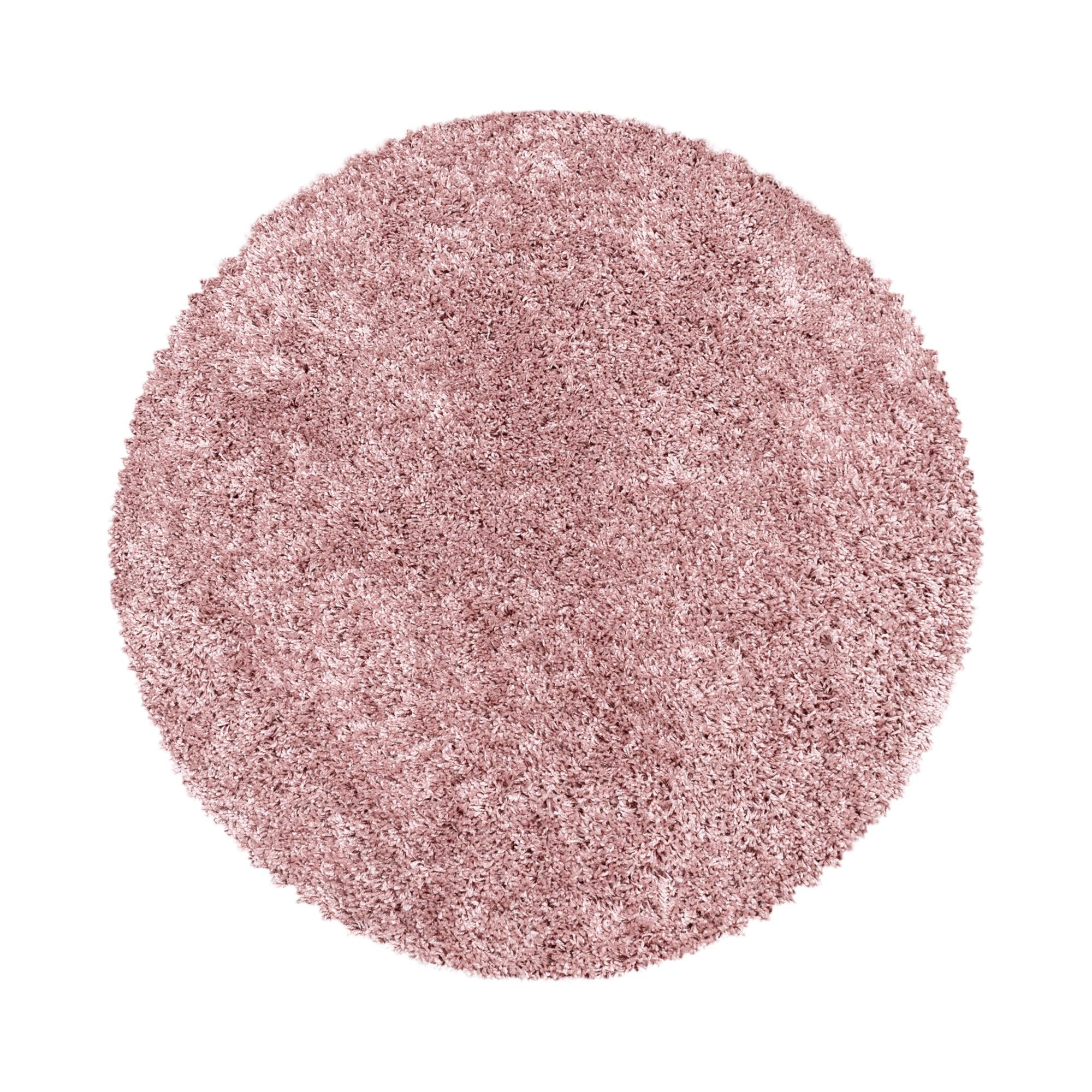 Sydney Rund Shaggy tæppe Ensfarvet - Rosa - 200x200 (Rund)