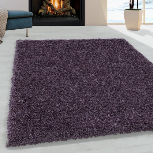 SYDNEY unicolor shaggy tæppe rektangel - violet