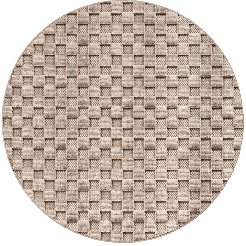 HELIX Unicolor beige rundt kortluvet tæppe - 120 x 120 cm