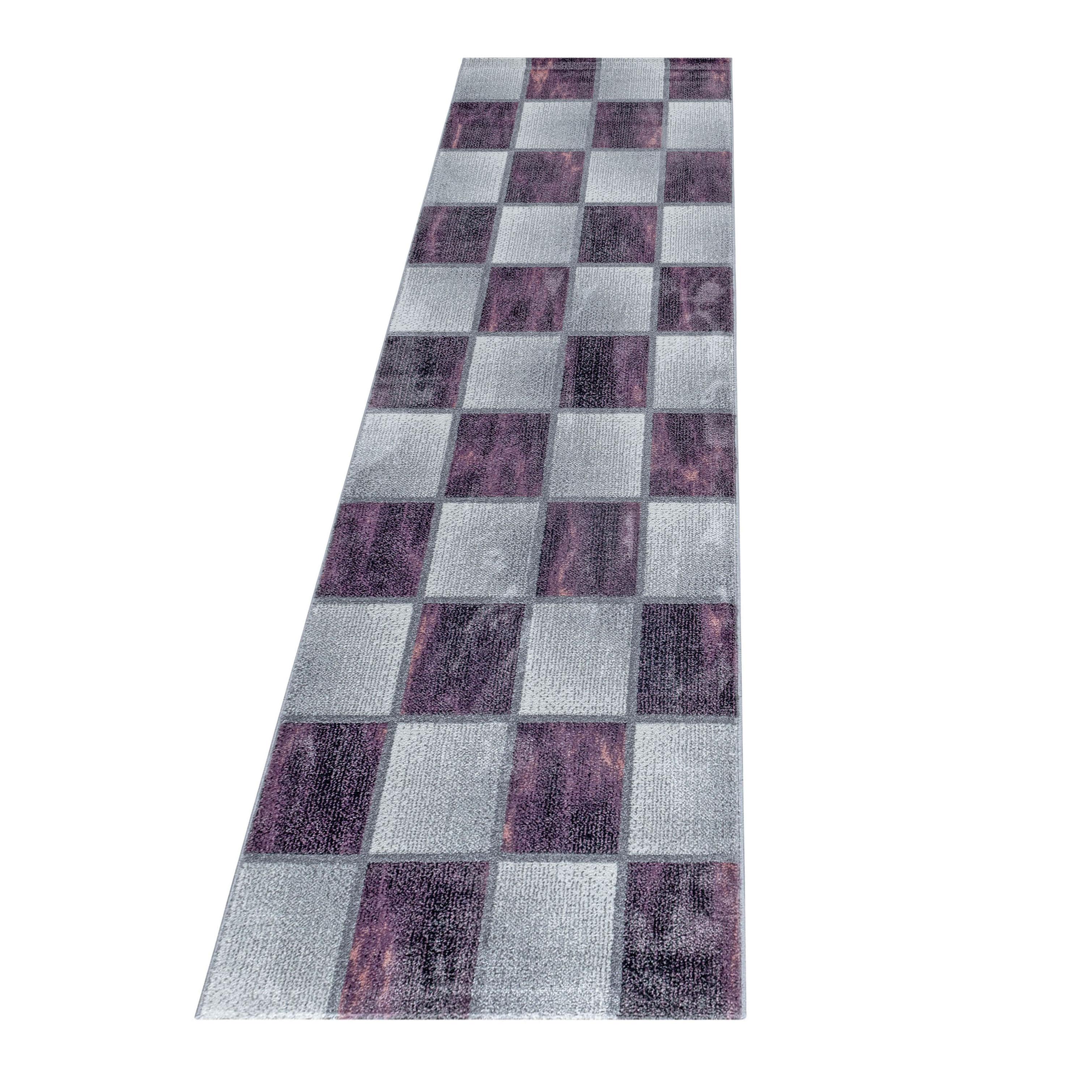 OTTAWA Karo violet løber 80 x 250 cm - 80 x 250 cm