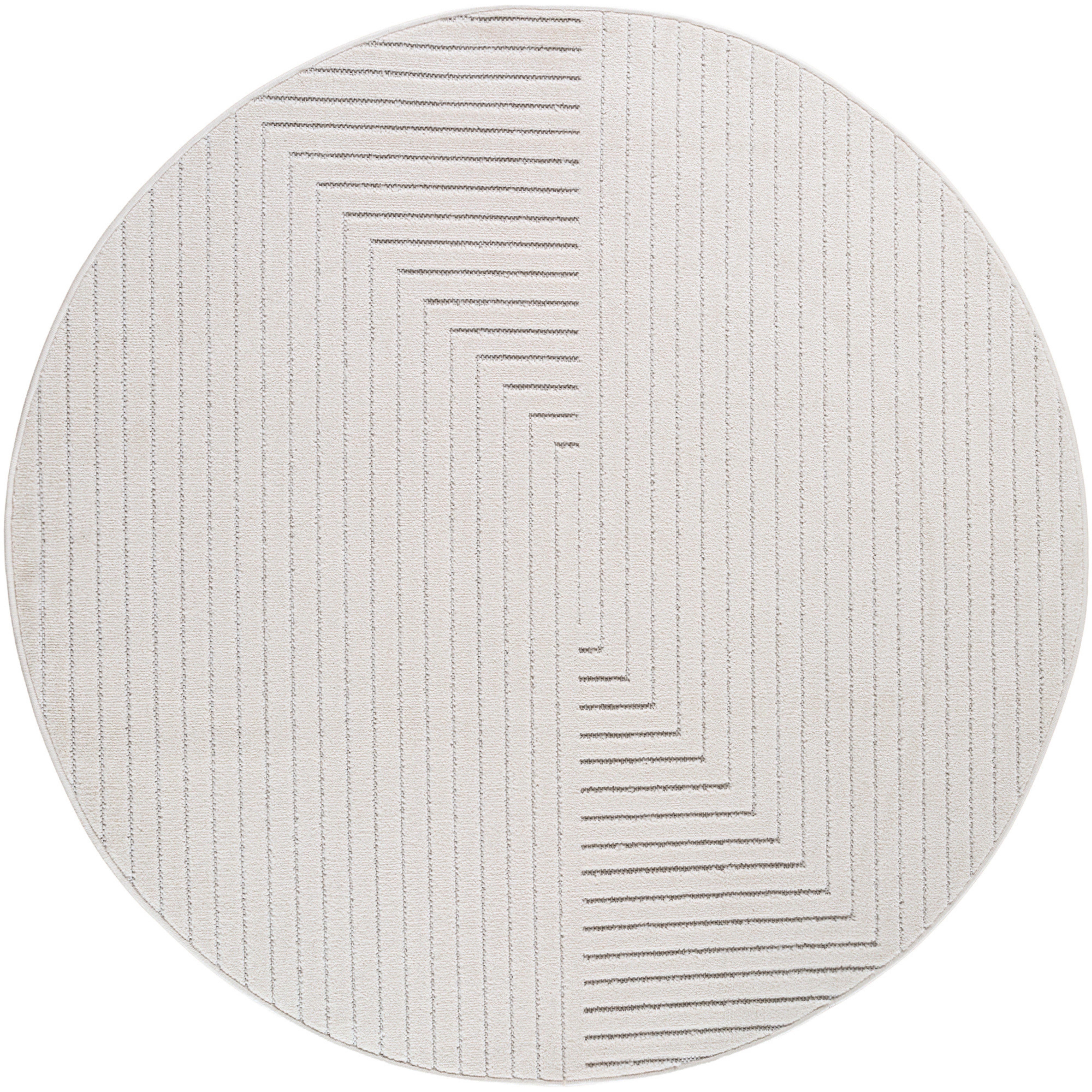 NOVA rundt indendørs- og udendørstæppe med skandinavisk 3D-design - creme - 160 x 160 cm