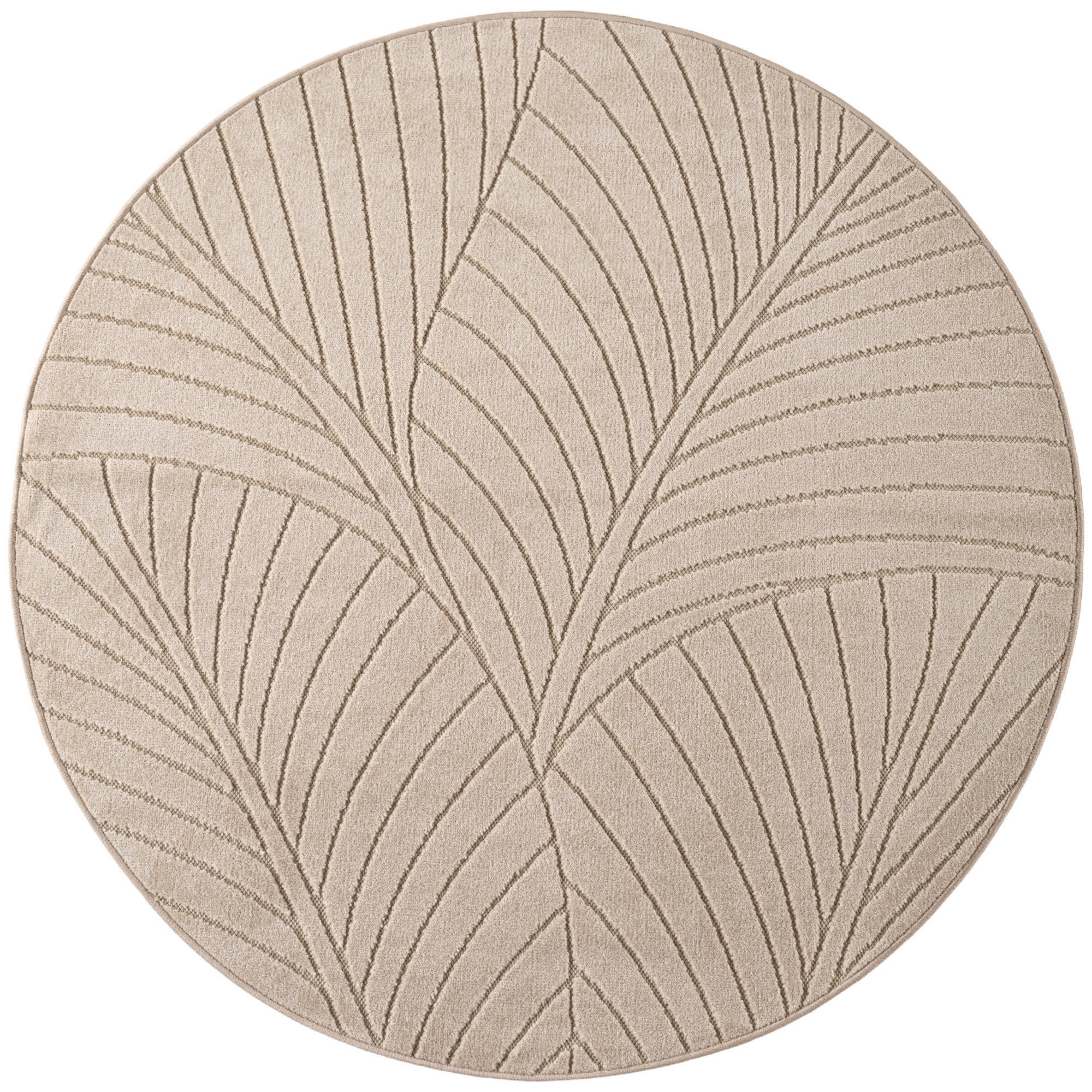 NOVA rundt in- og udendørstæppe beige med skandinavisk 3D-design - 80 x 80 cm