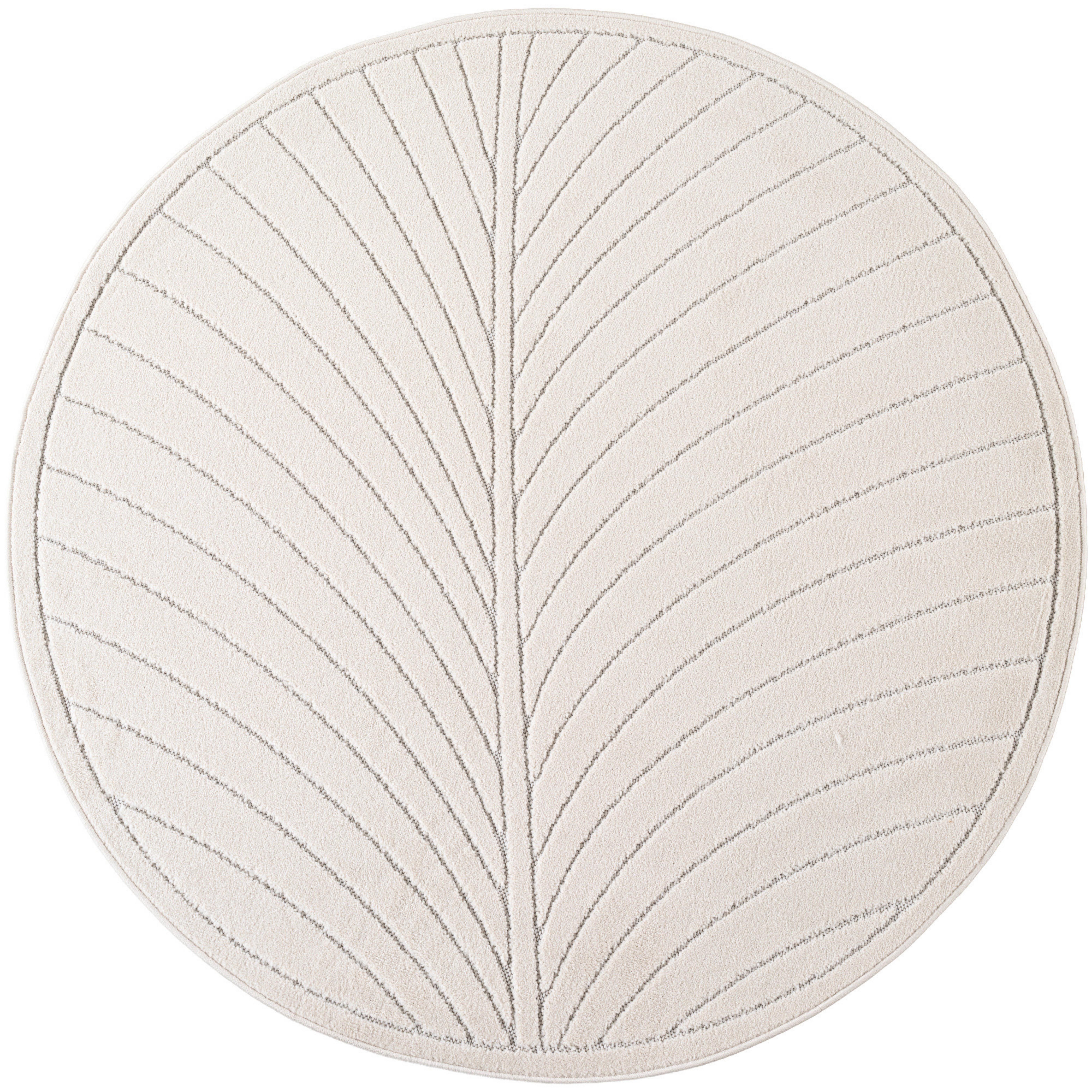 NOVA rundt in- og outdoortæppe i creme med skandinavisk 3D-design - 80 x 80 cm