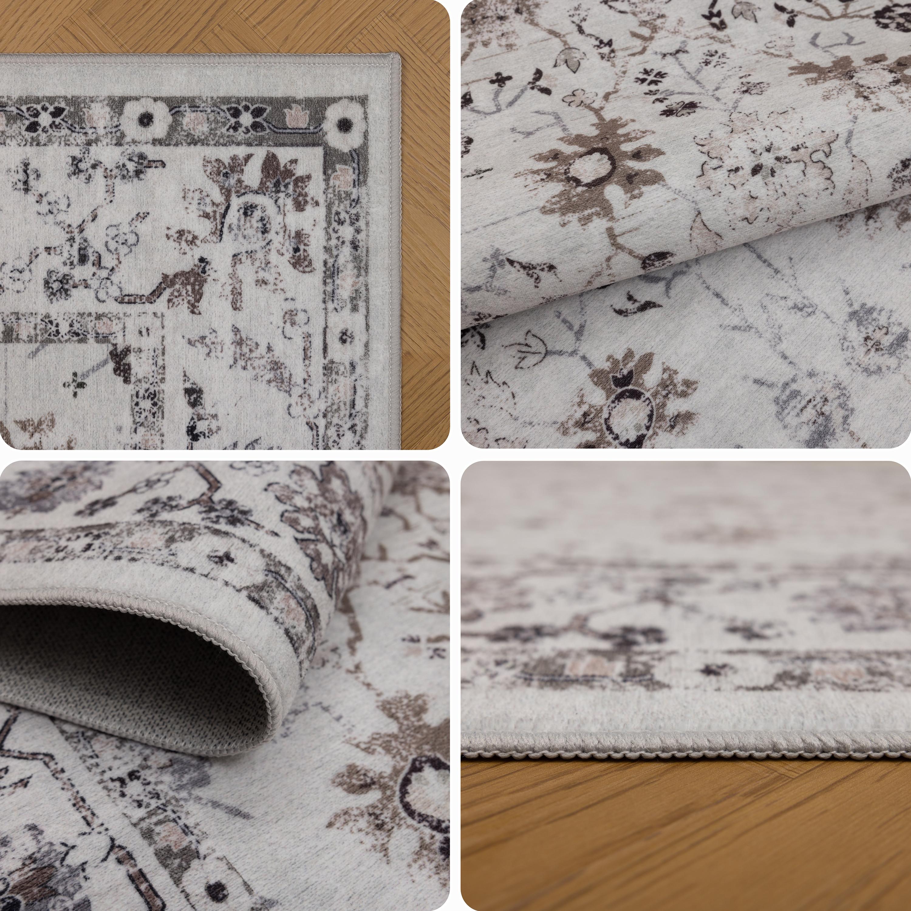 INKA Vintage-Oriental creme løber kortluvet tæppe, vaskbart - 80 x 250 cm